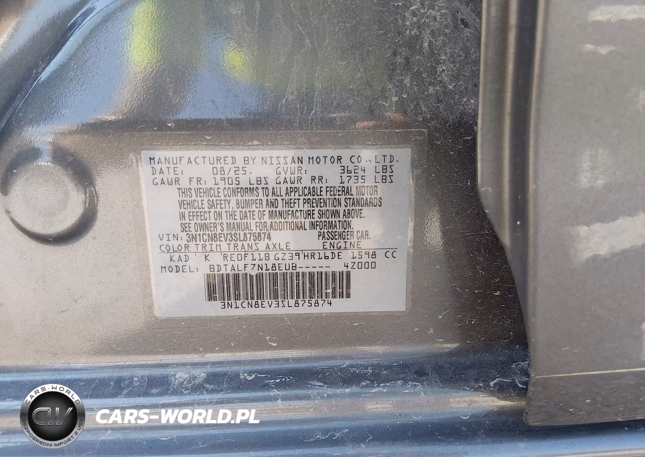 2025 Nissan Versa 1.6 Sv VIN:3N1CN8EV3SL875874 - 9
