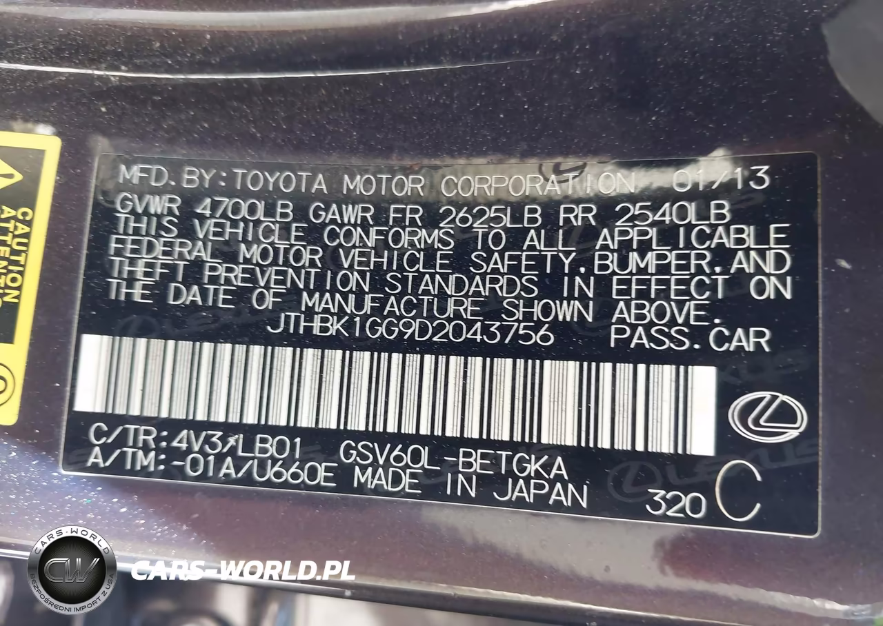 2013 Lexus Es 350 VIN:JTHBK1GG9D2043756 - 9