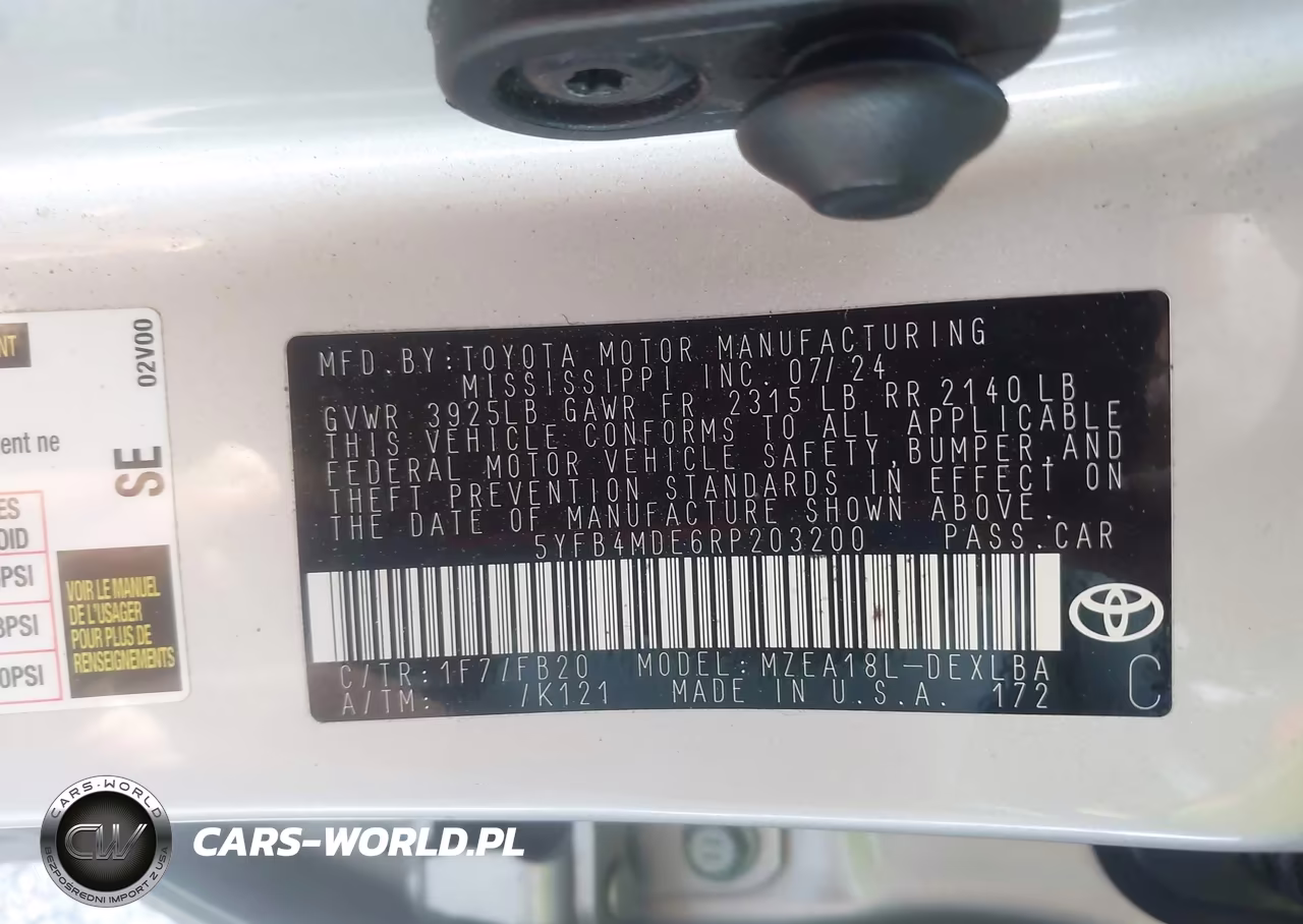 2024 Toyota Corolla Le VIN:5YFB4MDE6RP203200 - 9