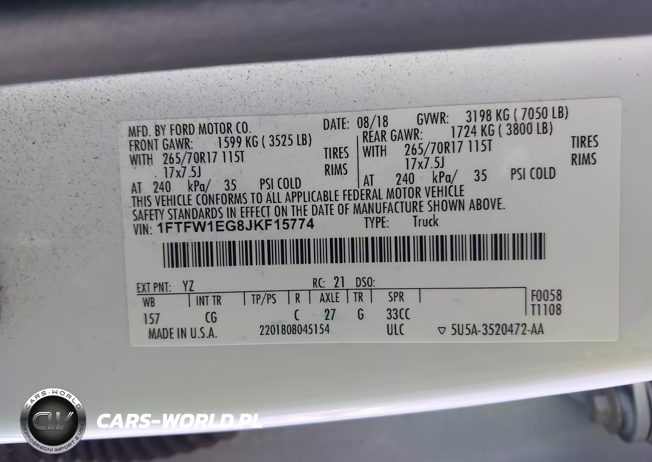 2018 Ford F-150 Xl VIN:1FTFW1EG8JKF15774 - 9