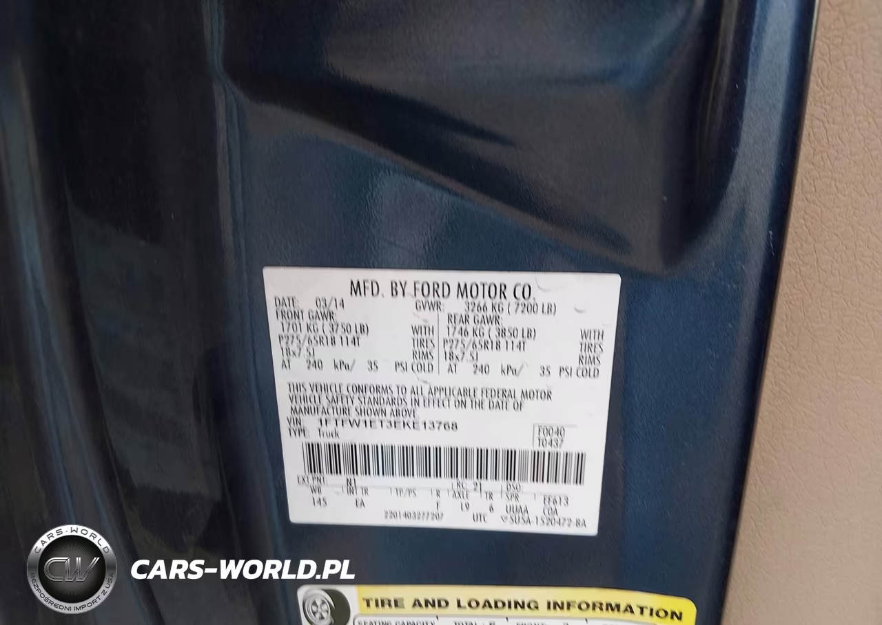 2014 Ford F-150 Lariat VIN:1FTFW1ET3EKE13768 - 9