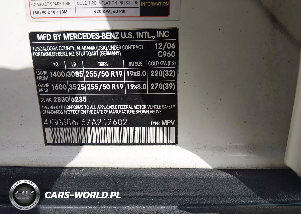 2007 Mercedes-Benz Ml 350 4Matic VIN:4JGBB86E67A212602 - 9
