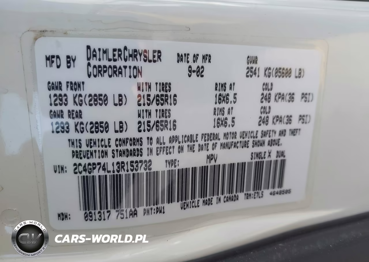 2003 Chrysler Town & Country Ex VIN:2C4GP74L13R153732 - 9