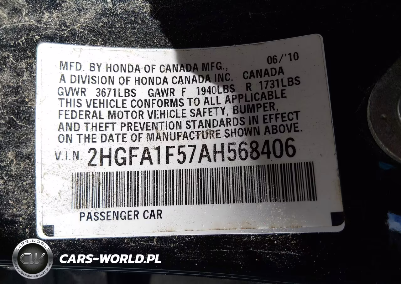 2010 Honda Civic Lx VIN:2HGFA1F57AH568406 - 9