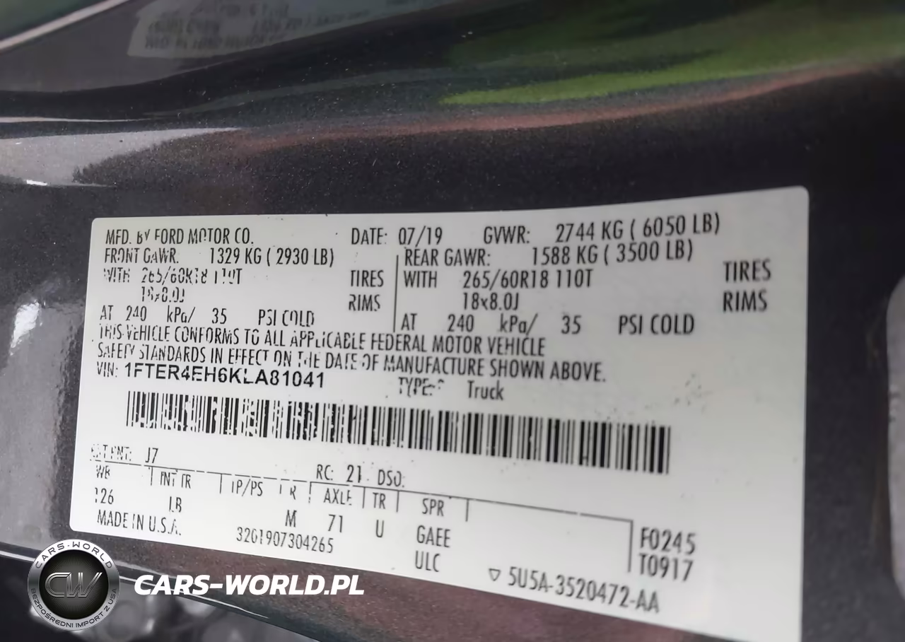 2019 Ford Ranger Xlt VIN:1FTER4EH6KLA81041 - 9