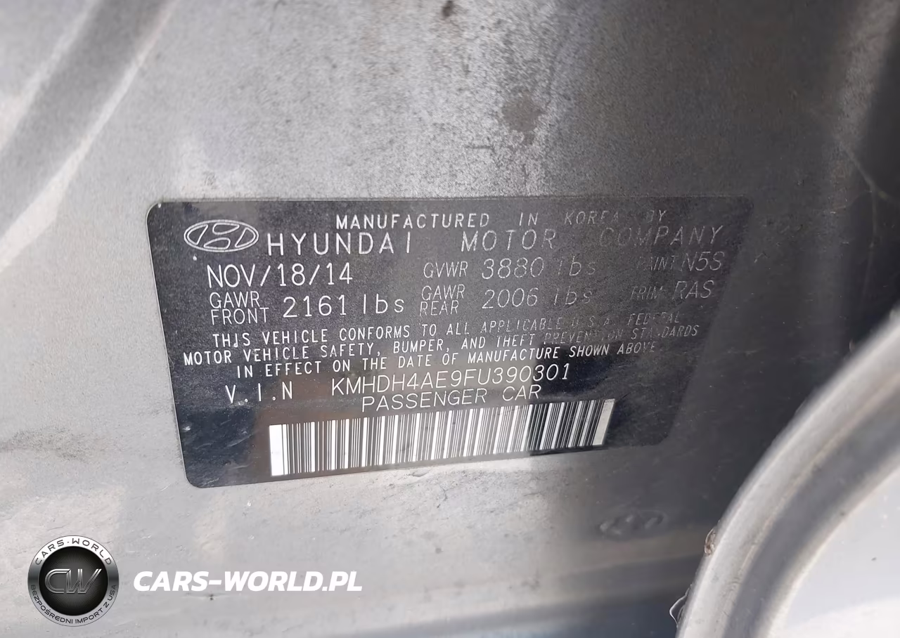 2015 Hyundai Elantra Limited VIN:KMHDH4AE9FU390301 - 9