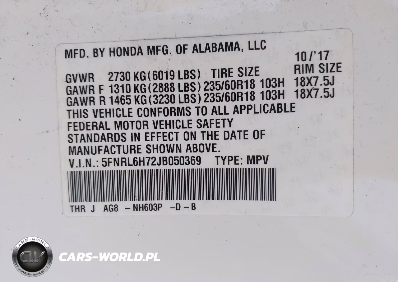 2018 Honda Odyssey Ex-L VIN:5FNRL6H72JB050369 - 9