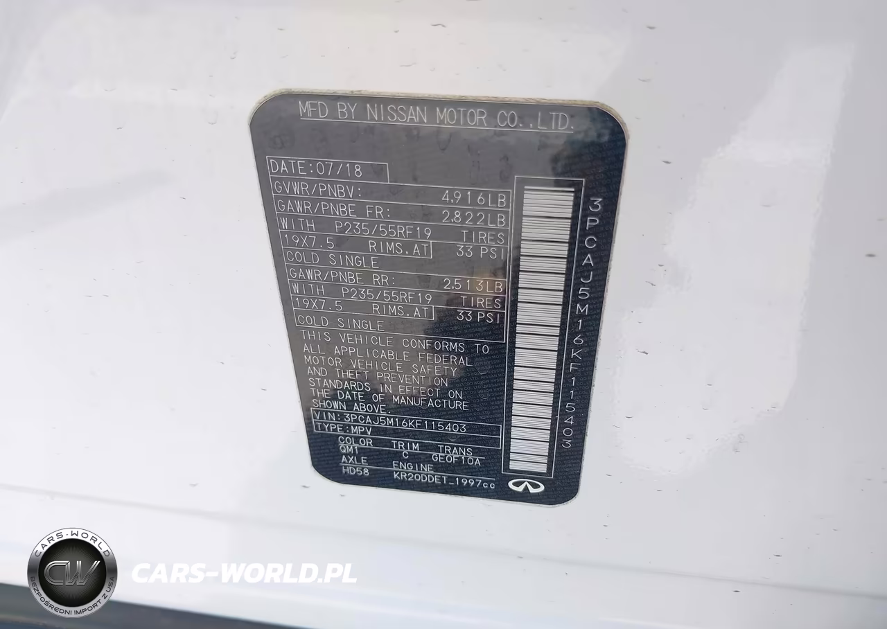 2019 Infiniti Qx50 Essential VIN:3PCAJ5M16KF115403 - 9