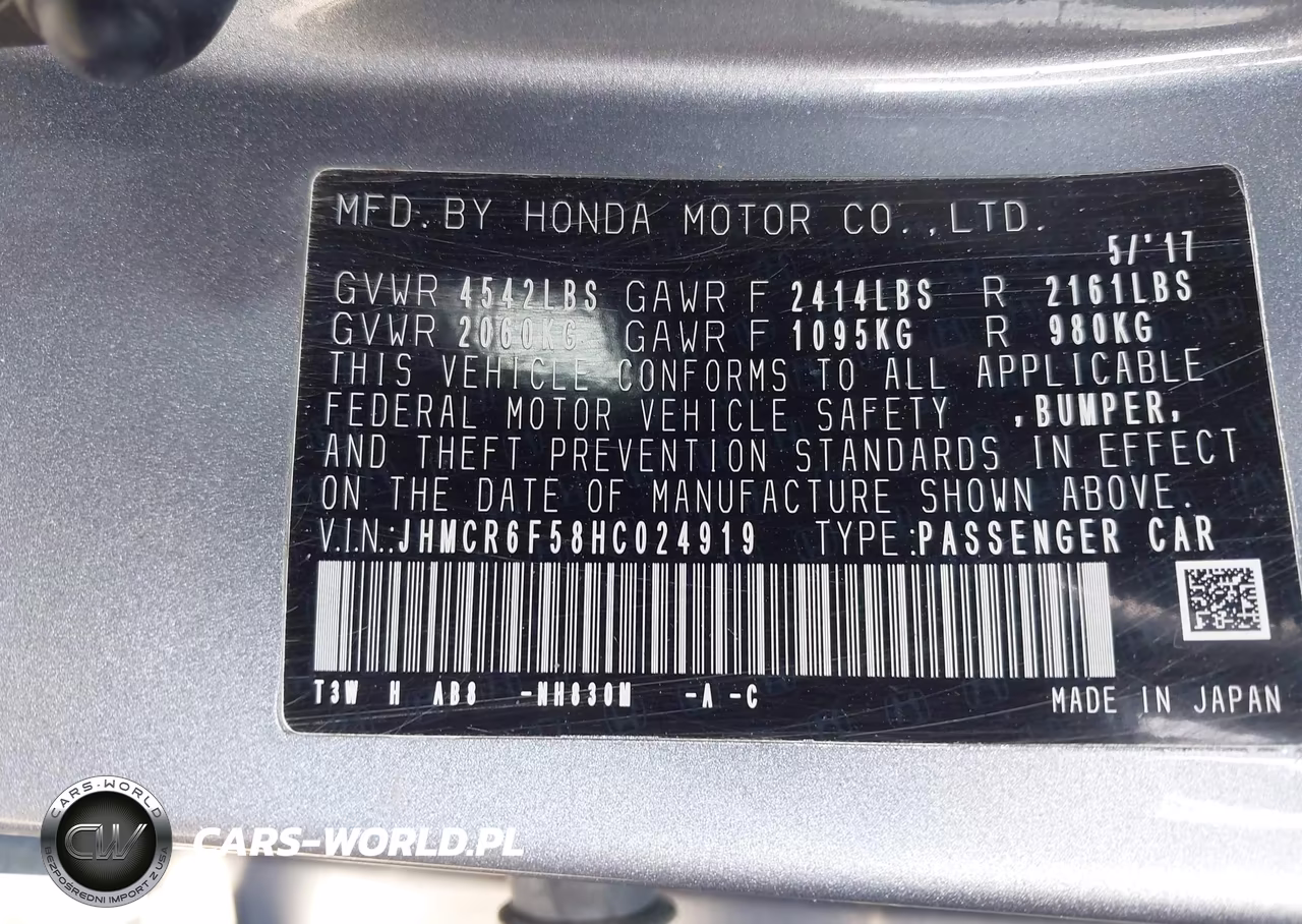 2017 Honda Accord Hybrid Ex-L VIN:JHMCR6F58HC024919 - 9