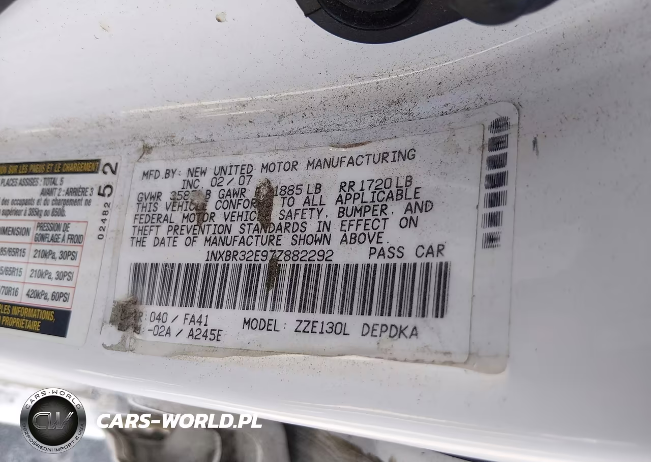 2007 Toyota Corolla Ce VIN:1NXBR32E97Z882292 - 9