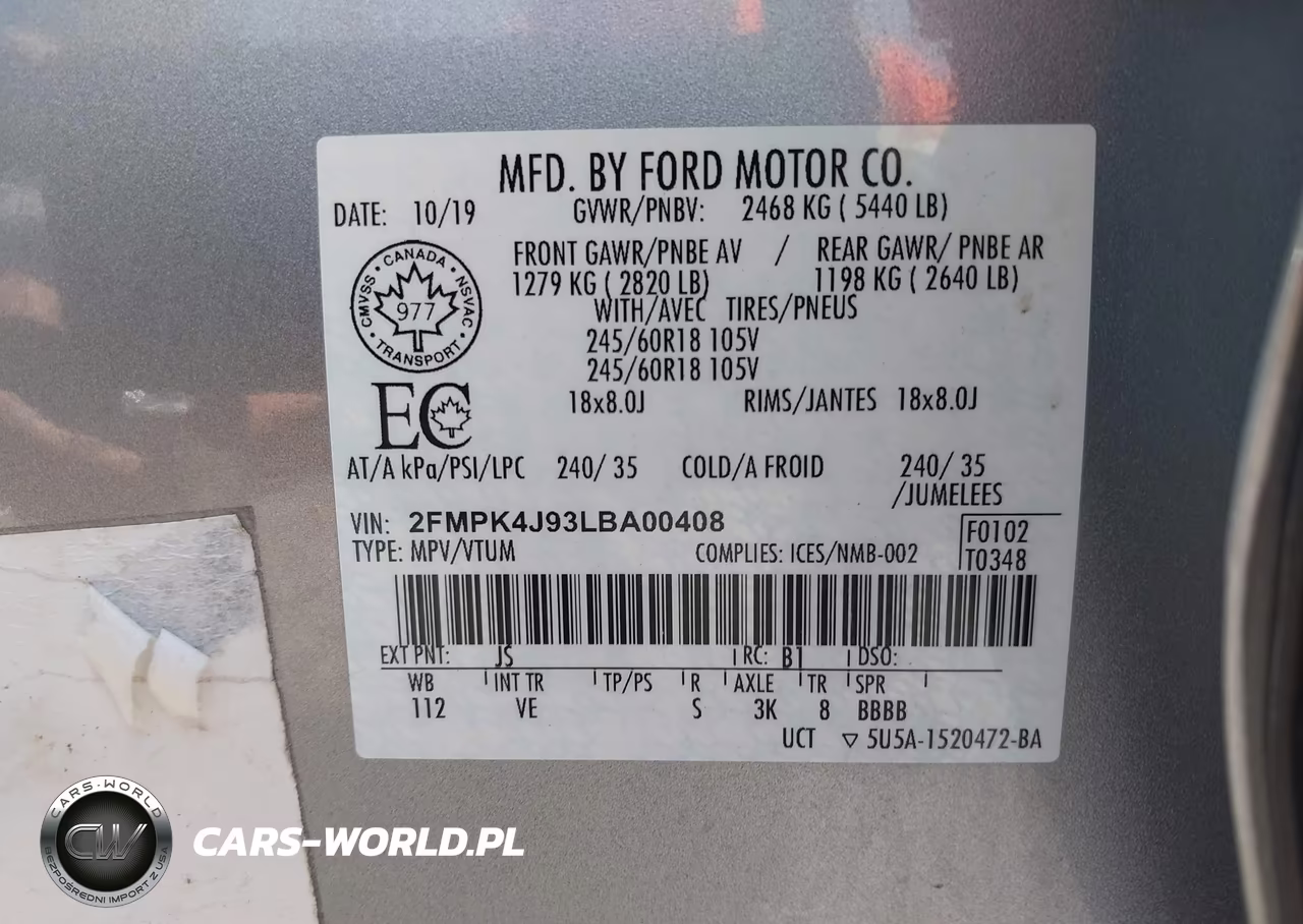 2020 Ford Edge Sel VIN:2FMPK4J93LBA00408 - 9
