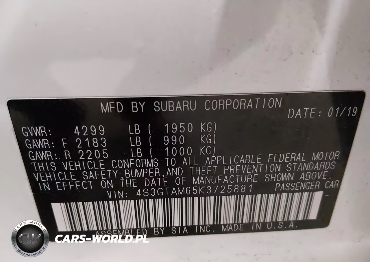 2019 Subaru Impreza 2.0I Sport VIN:4S3GTAM65K3725881 - 9