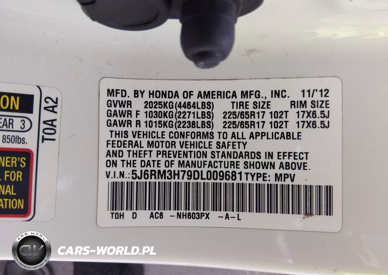 2013 Honda Cr-V Ex-L VIN:5J6RM3H79DL009681 - 9
