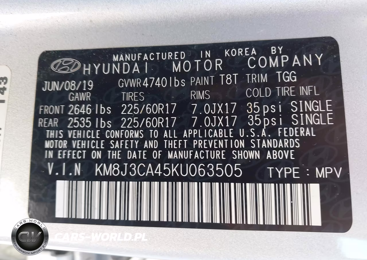 2019 Hyundai Tucson Value VIN:KM8J3CA45KU063505 - 9