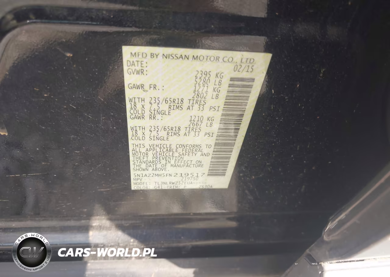 2015 Nissan Murano Sl VIN:5N1AZ2MH5FN219517 - 9