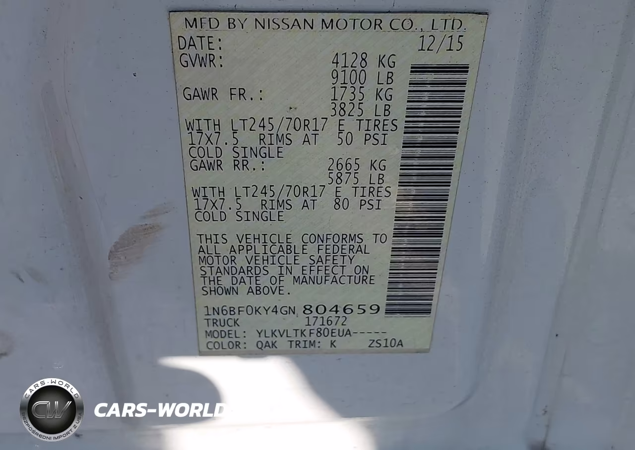 2016 Nissan Nv Cargo Nv2500 Hd Sv V6 VIN:1N6BF0KY4GN804659 - 9