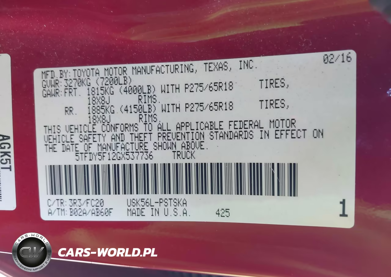 2016 Toyota Tundra Sr5 5.7L V8 VIN:5TFDY5F12GX537736 - 9