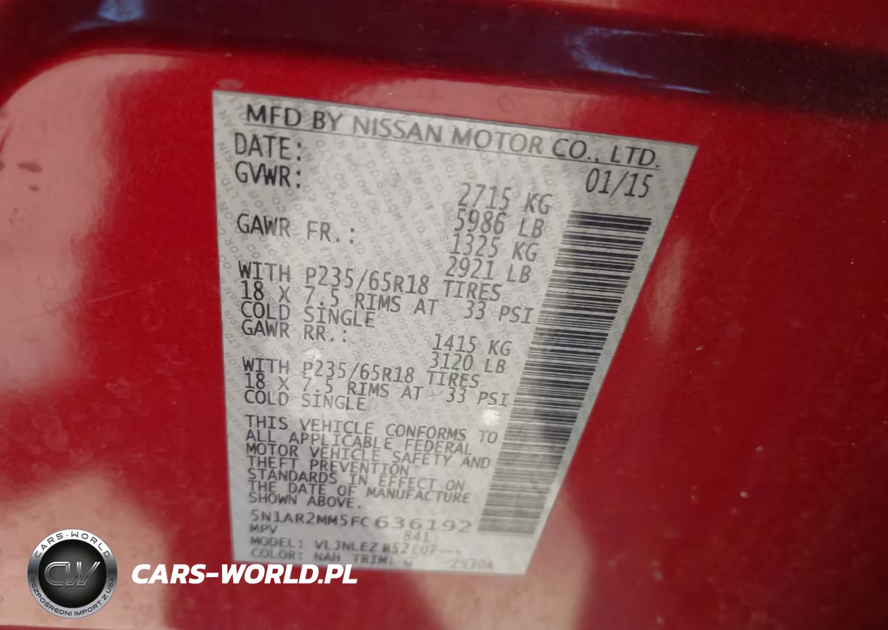 2015 Nissan Pathfinder Platinum-S-Sl-Sv VIN:5N1AR2MM5FC636192 - 9