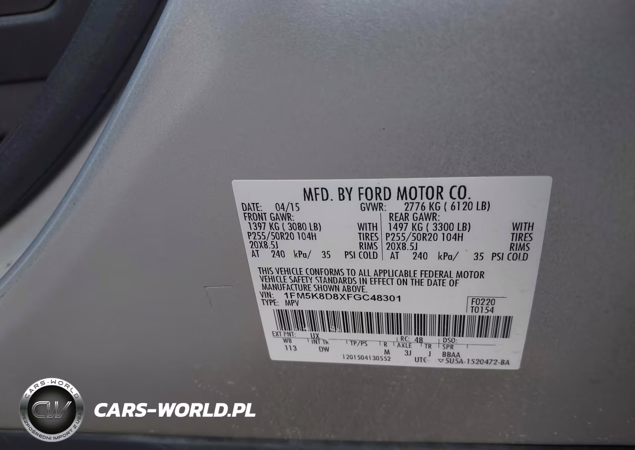 2015 Ford Explorer Xlt VIN:1FM5K8D8XFGC48301 - 9