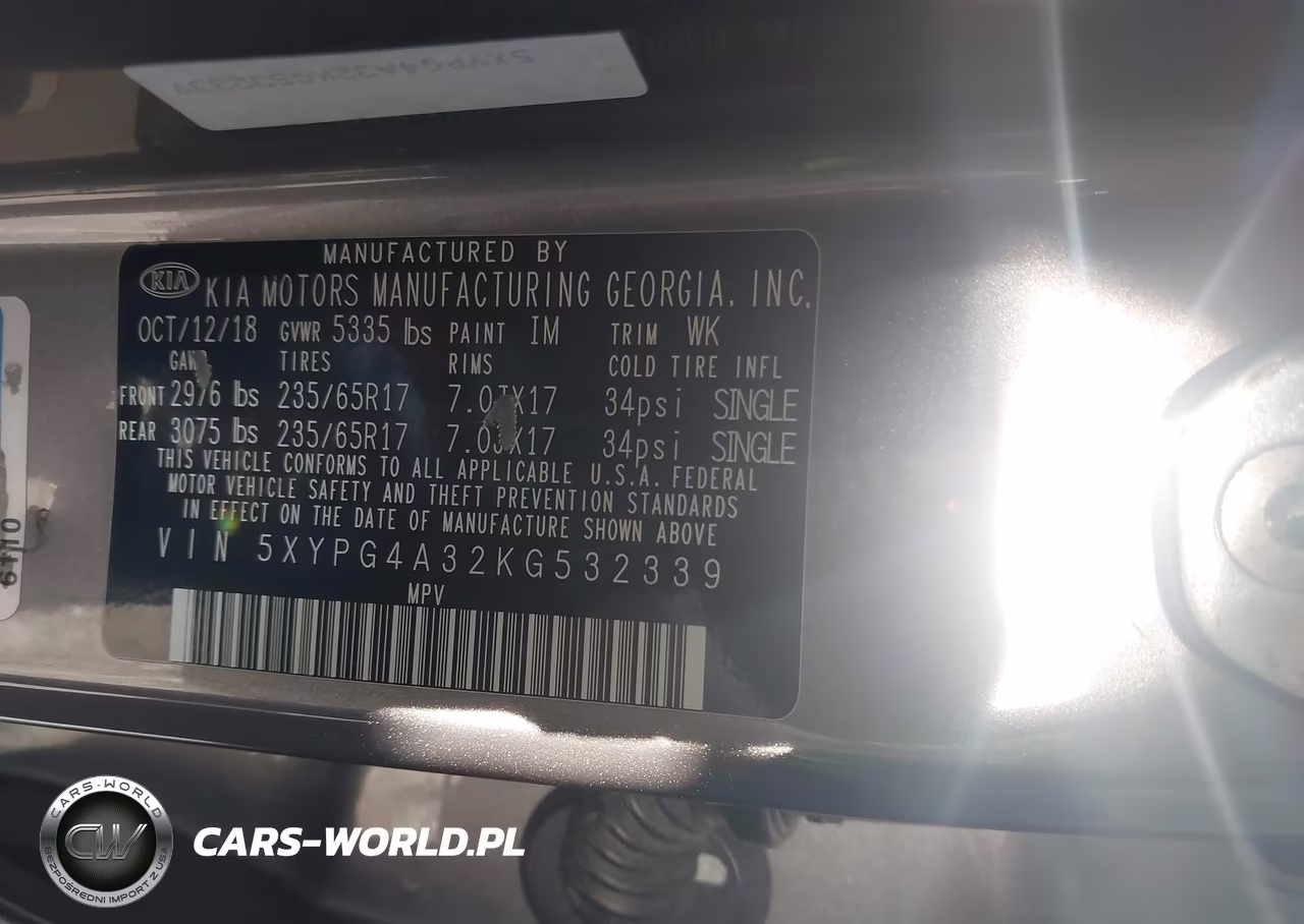 2019 Kia Sorento 2.4L Lx VIN:5XYPG4A32KG532339 - 9