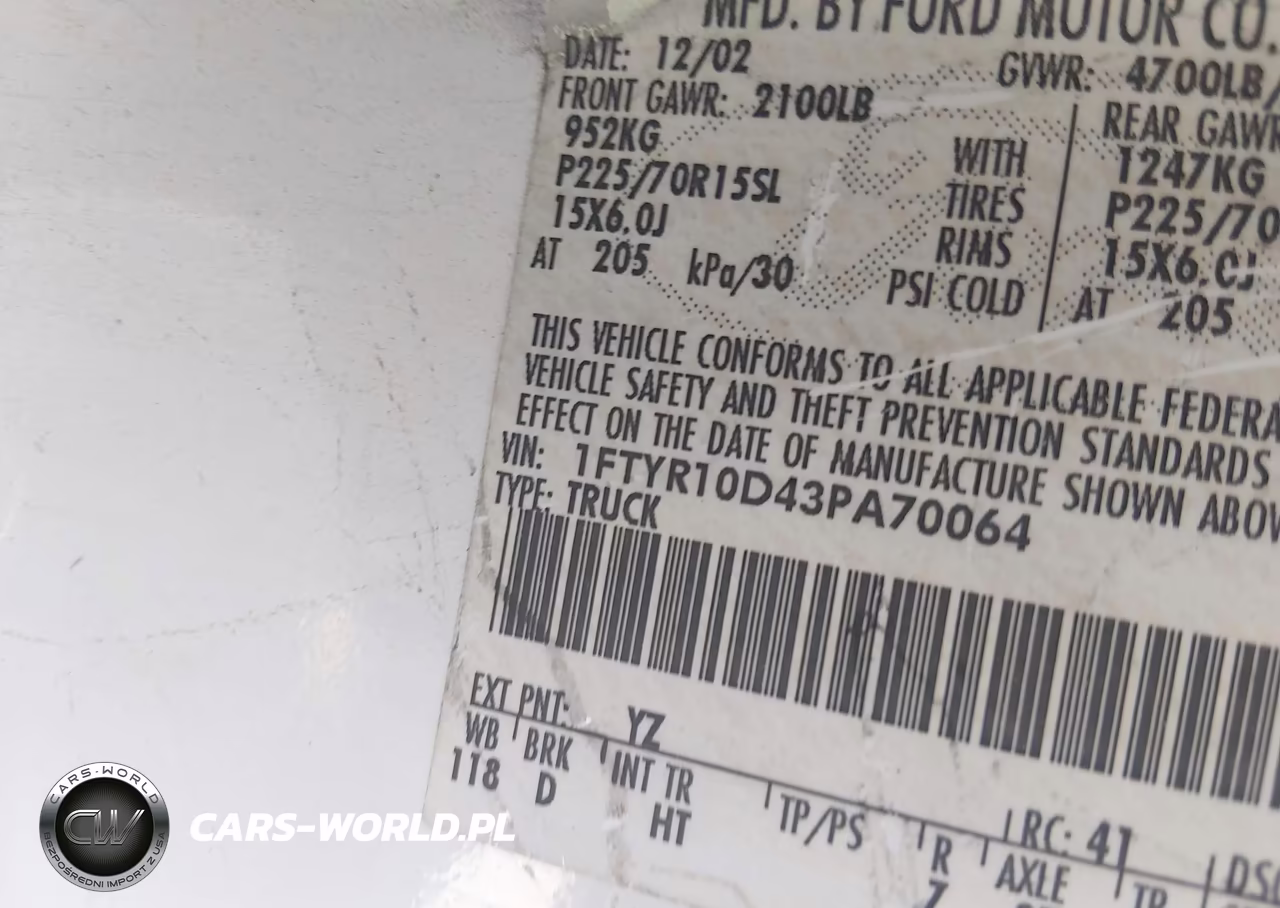 2003 Ford Ranger Xl-Xlt VIN:1FTYR10D43PA70064 - 9