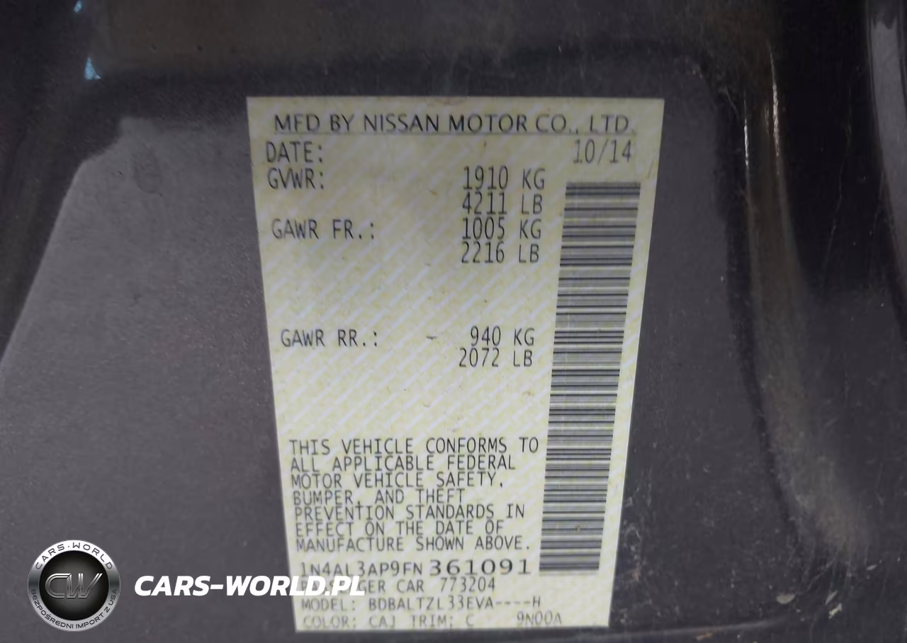 2015 Nissan Altima 2.5 Sl VIN:1N4AL3AP9FN361091 - 9