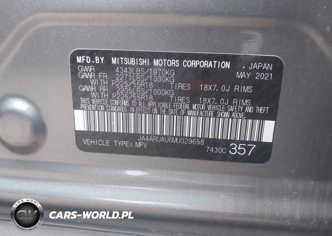 2021 Mitsubishi Outlander Sport 2.0 Be Awc-2.0 Es Awc-2.0 Le Awc-2.0 Se Awc VIN:JA4ARUAU6MU029658 - 9