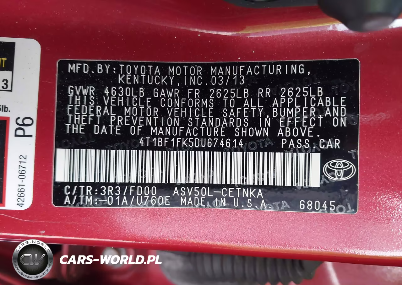2013 Toyota Camry Le VIN:4T1BF1FK5DU674614 - 9