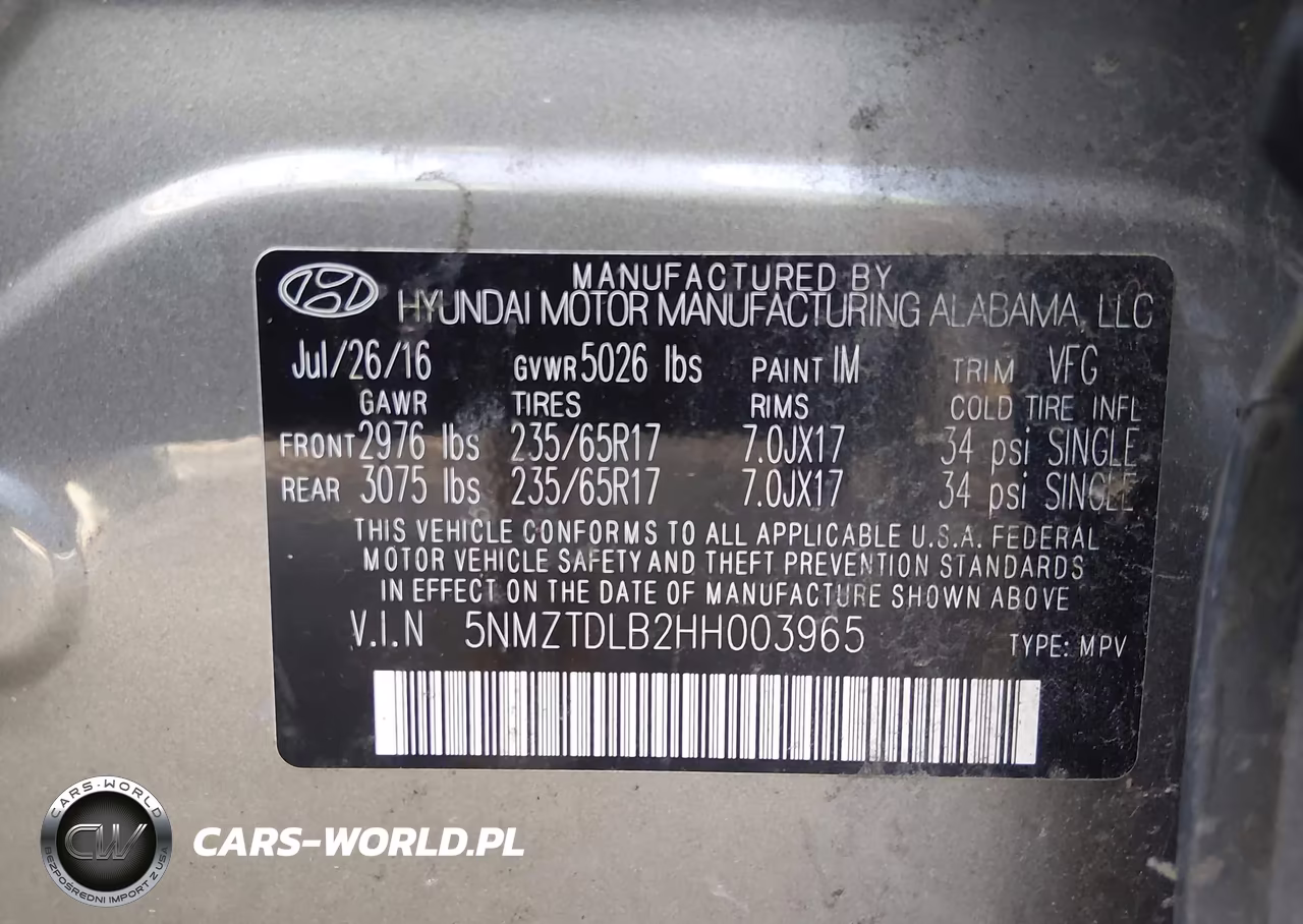 2017 Hyundai Santa Fe Sport VIN:5NMZTDLB2HH003965 - 9