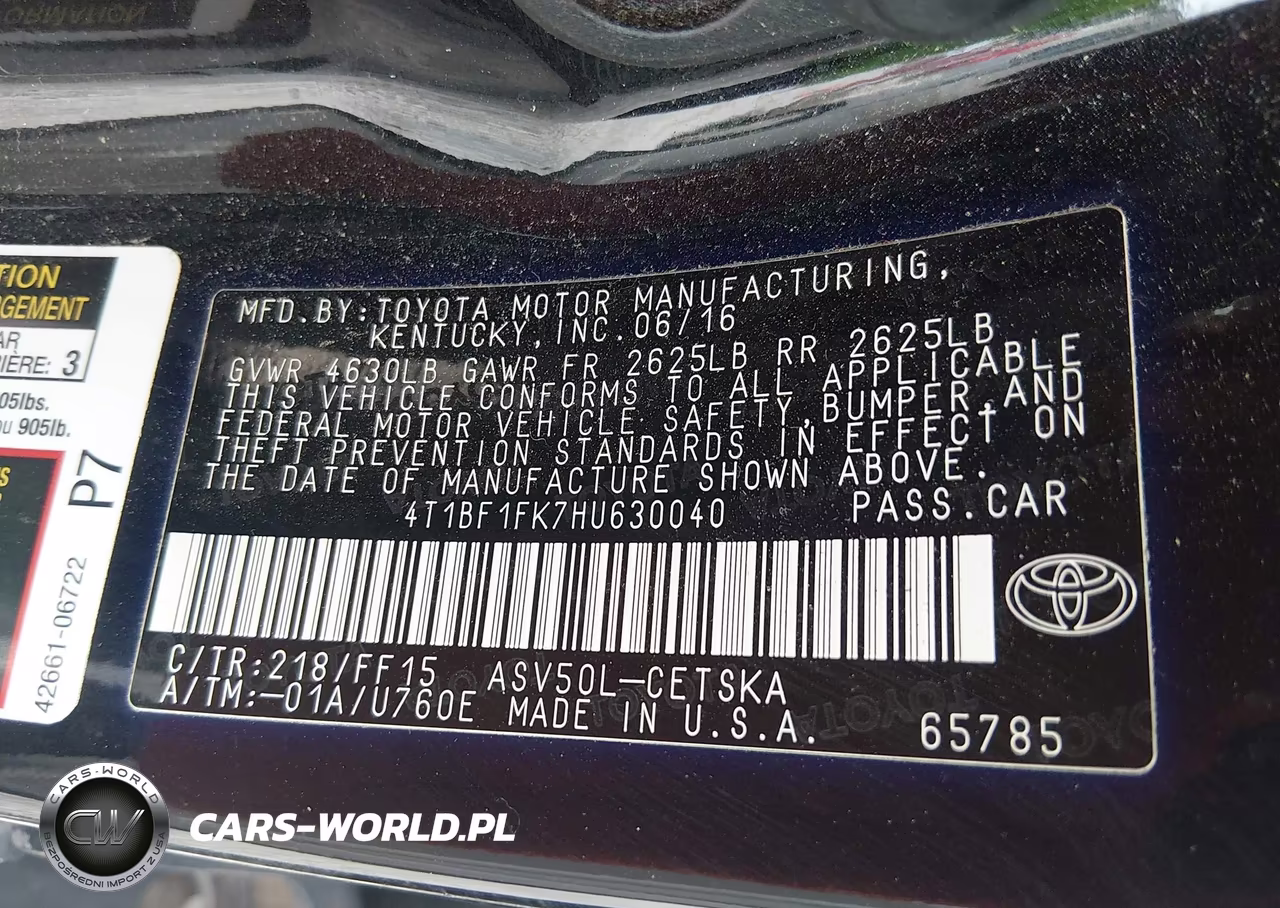 2017 Toyota Camry Se VIN:4T1BF1FK7HU630040 - 9