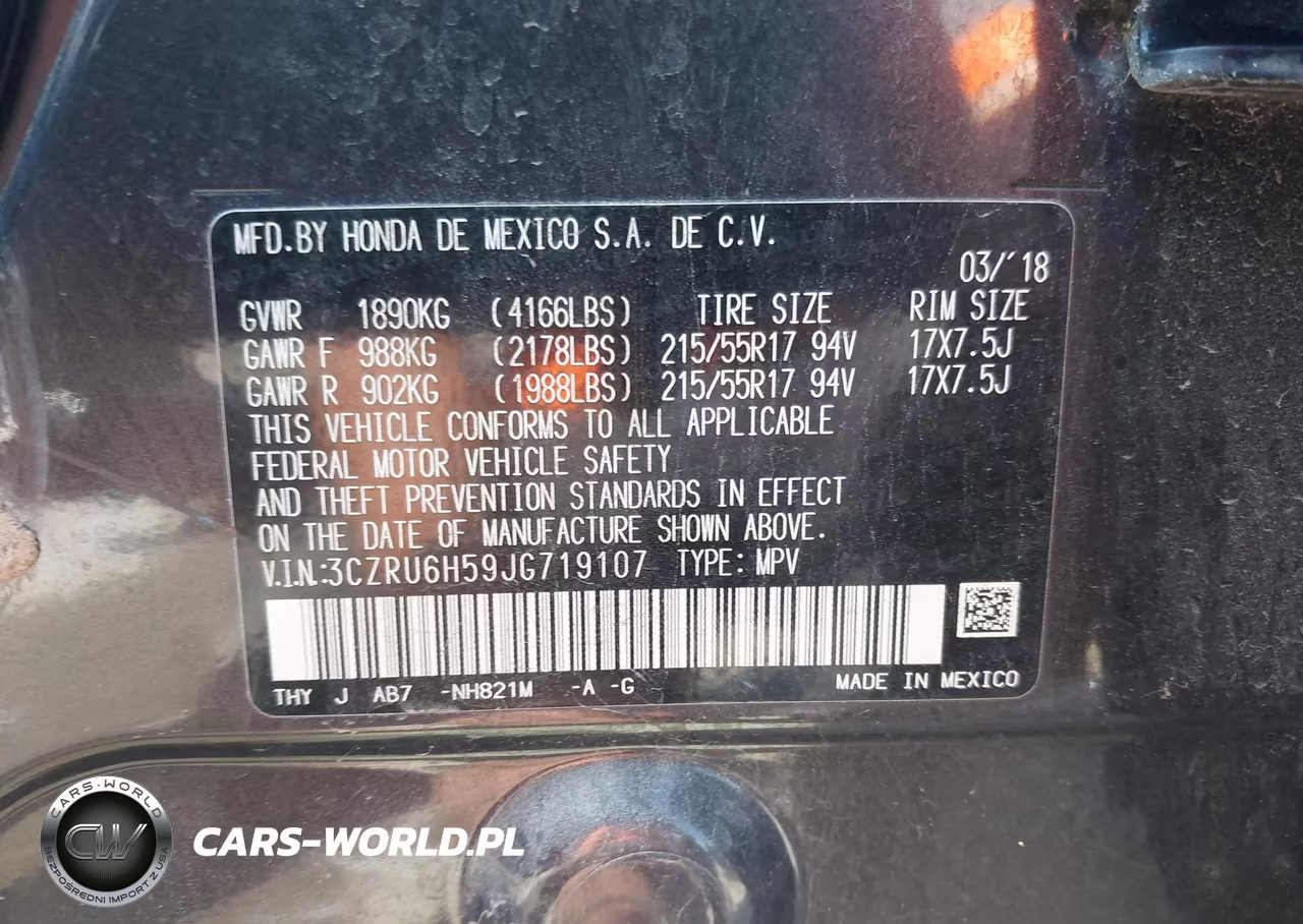2018 Honda Hr-V Ex VIN:3CZRU6H59JG719107 - 9