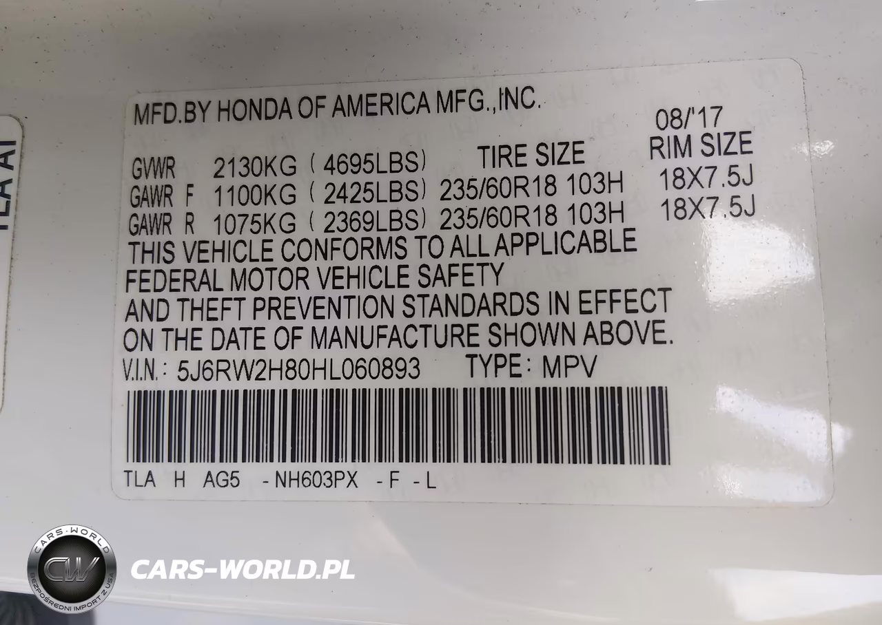 2017 Honda Cr-V Ex-L-Ex-L Navi VIN:5J6RW2H80HL060893 - 9