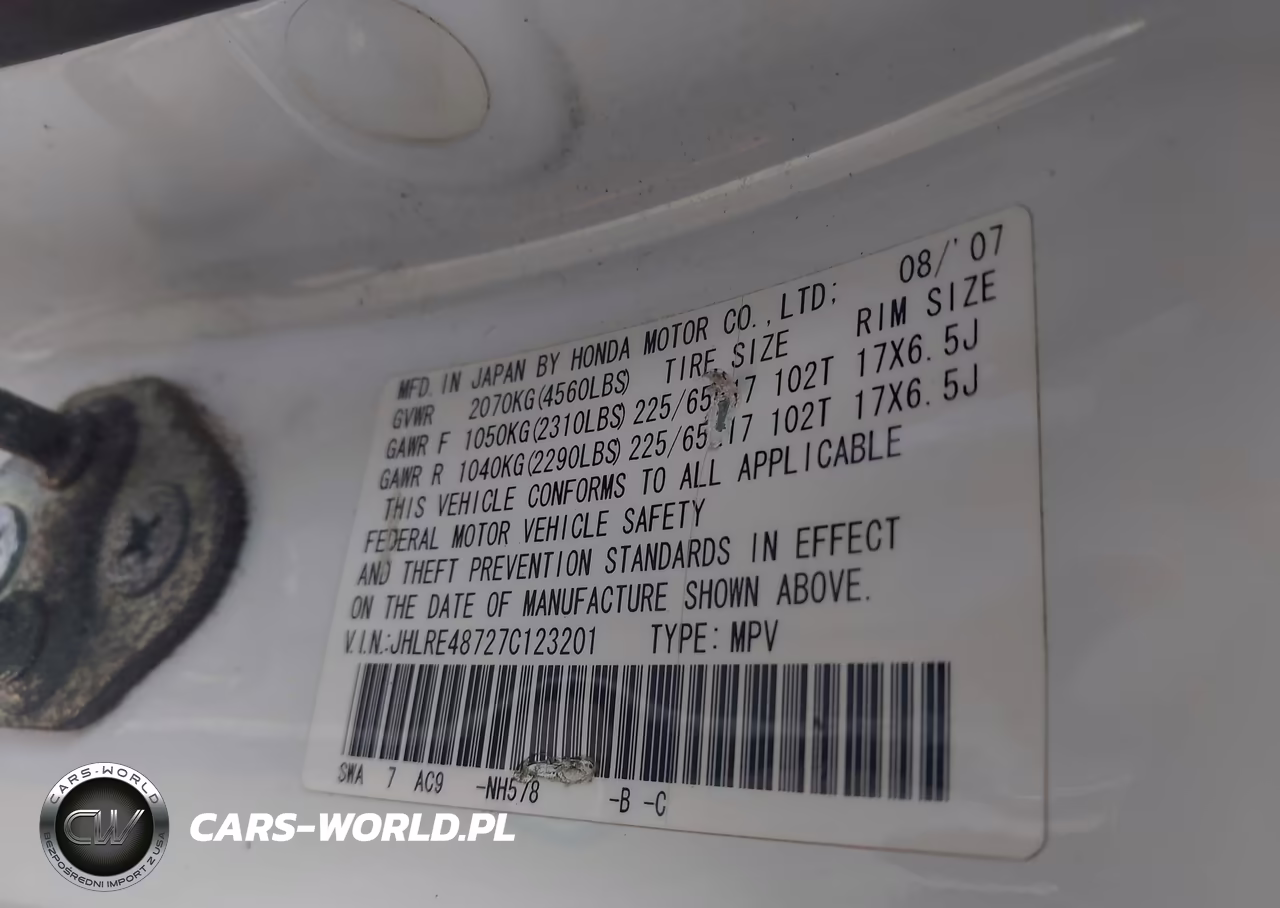 2007 Honda Cr-V Ex-L VIN:JHLRE48727C123201 - 9