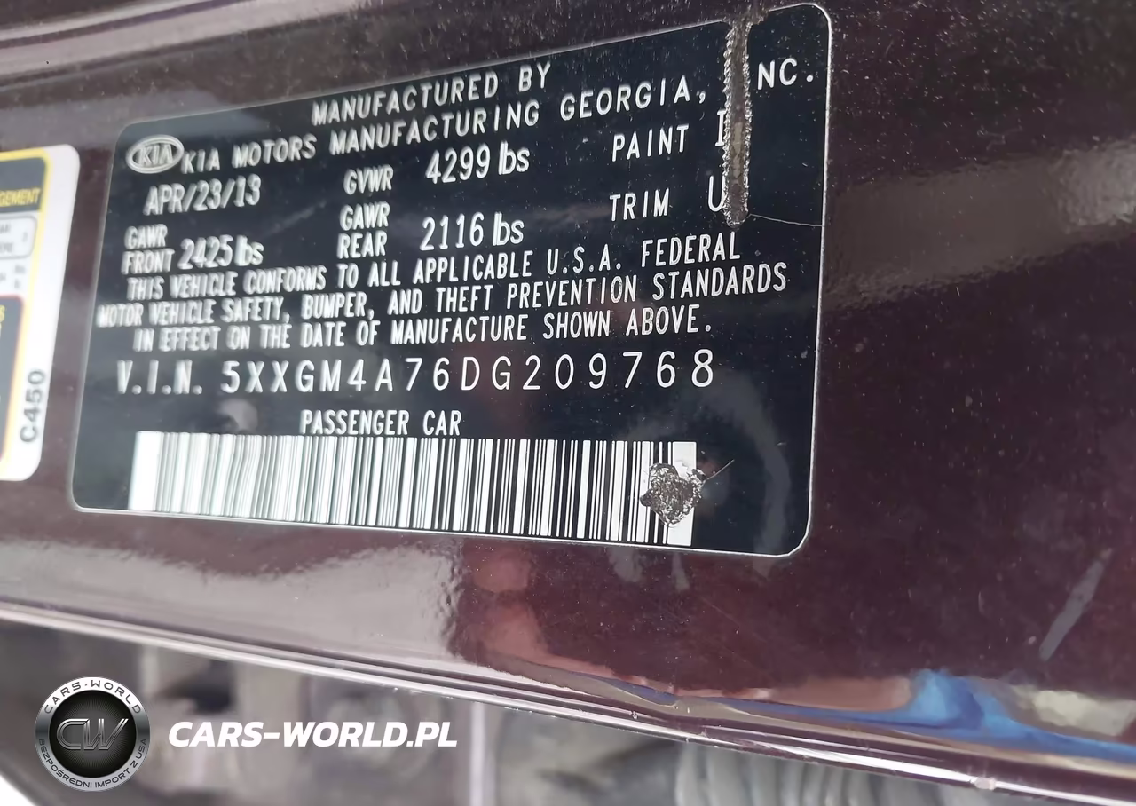 2013 Kia Optima Lx VIN:5XXGM4A76DG209768 - 9