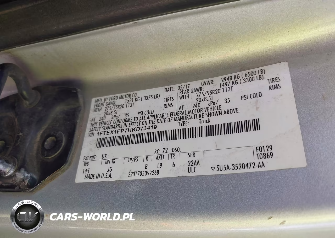 2017 Ford F-150 Xl VIN:1FTEX1EP7HKD73419 - 9