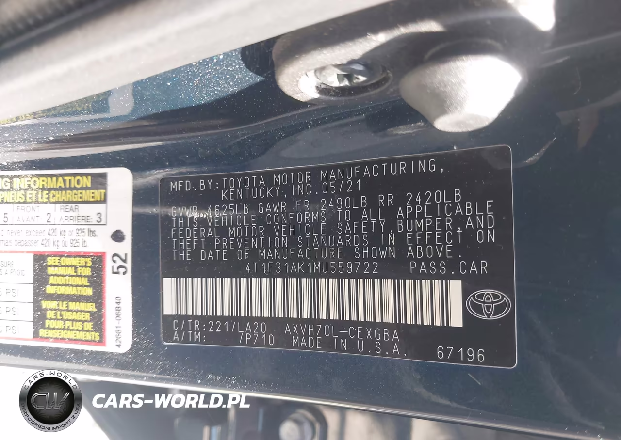 2021 Toyota Camry Xle Hybrid VIN:4T1F31AK1MU559722 - 9