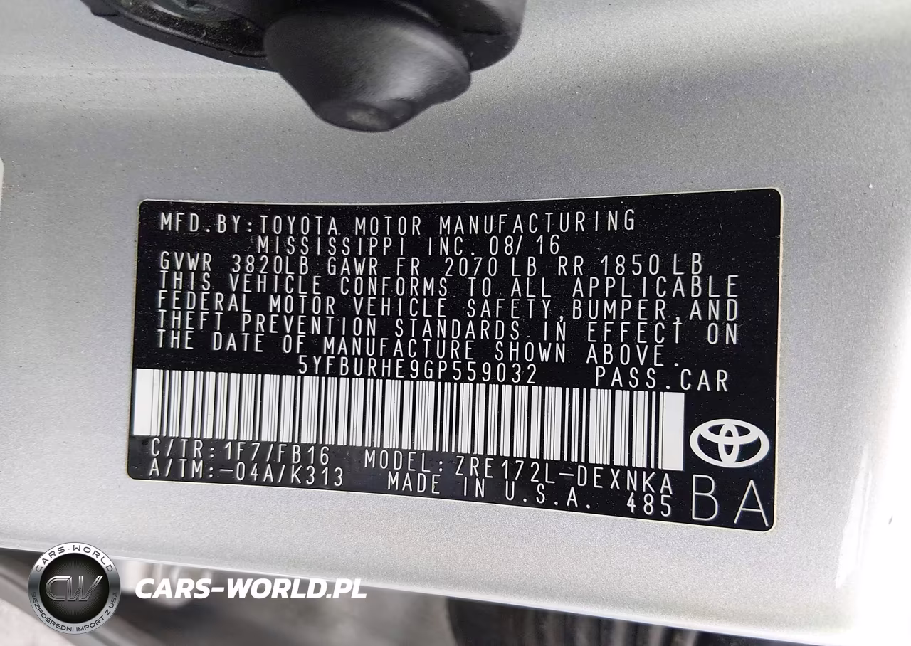 2016 Toyota Corolla Le Plus VIN:5YFBURHE9GP559032 - 9