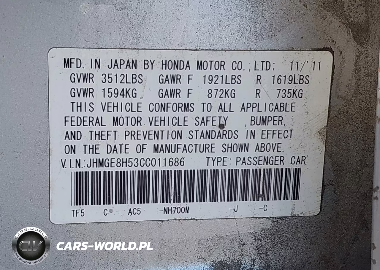 2012 Honda Fit Sport VIN:JHMGE8H53CC011686 - 9