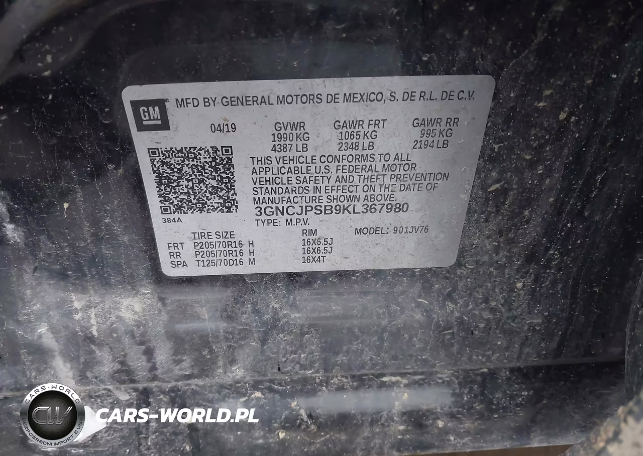 2019 Chevrolet Trax Lt VIN:3GNCJPSB9KL367980 - 9