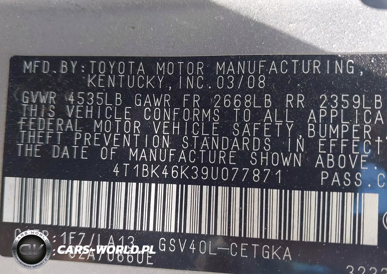 2009 Toyota Camry Xle V6 VIN:4T1BK46K39U077871 - 9