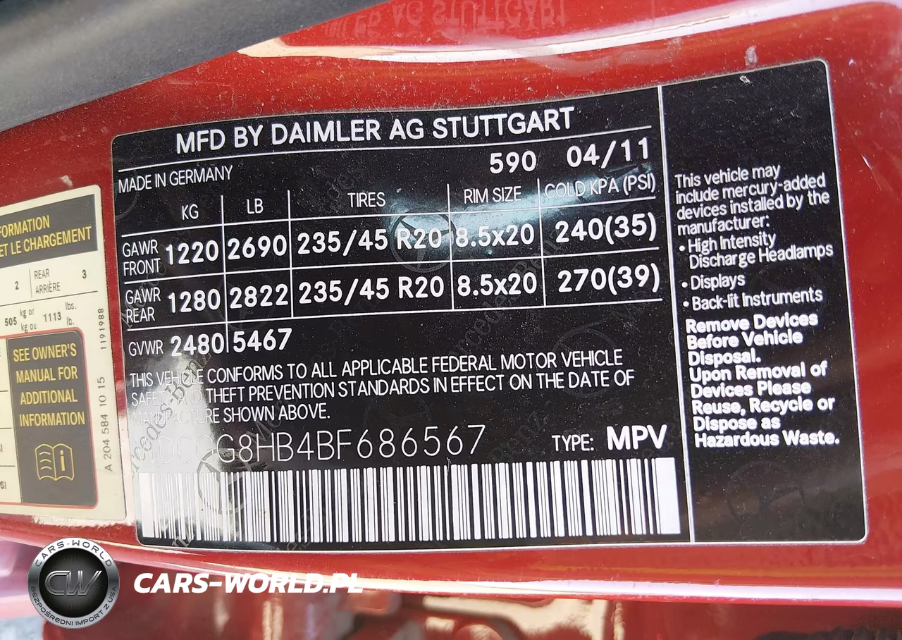2011 Mercedes-Benz Glk 350 4Matic VIN:WDCGG8HB4BF686567 - 9