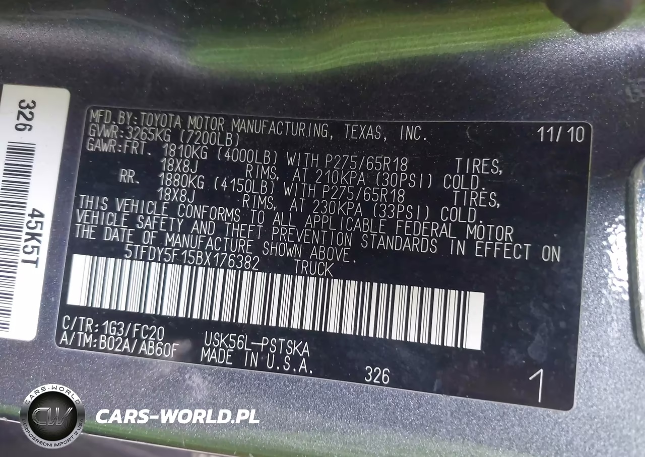2011 Toyota Tundra Grade 5.7L V8 VIN:5TFDY5F15BX176382 - 9