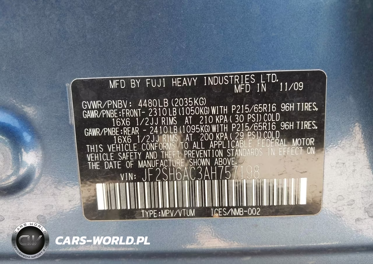 2010 Subaru Forester 2.5X VIN:JF2SH6AC3AH757198 - 9