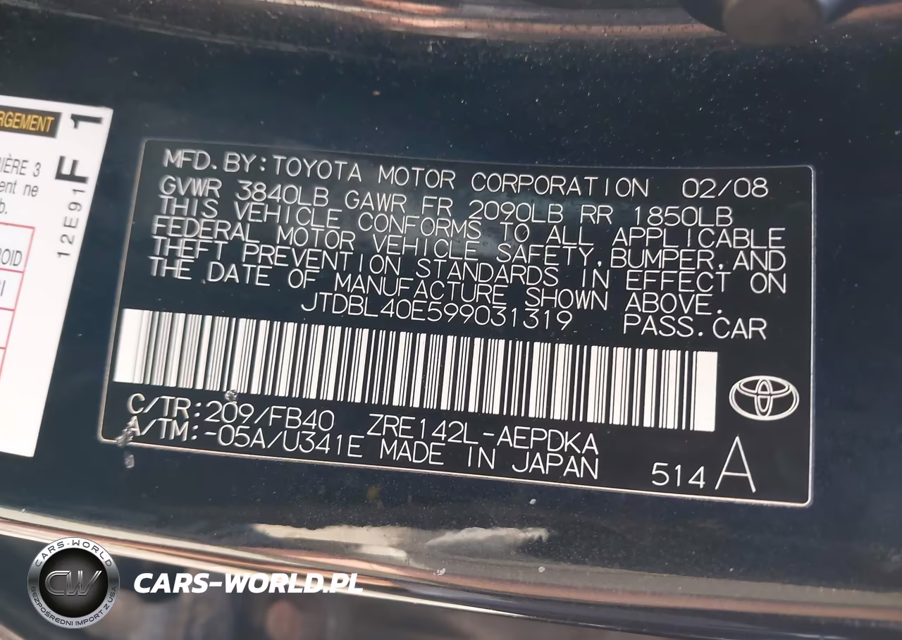 2009 Toyota Corolla Le VIN:JTDBL40E599031319 - 9