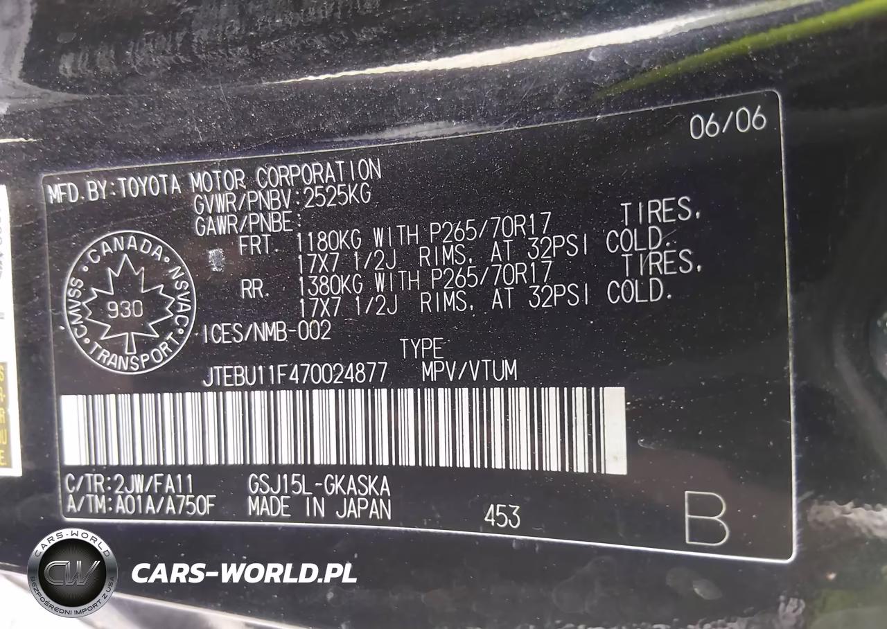 2007 Toyota Fj Cruiser VIN:JTEBU11F470024877 - 9