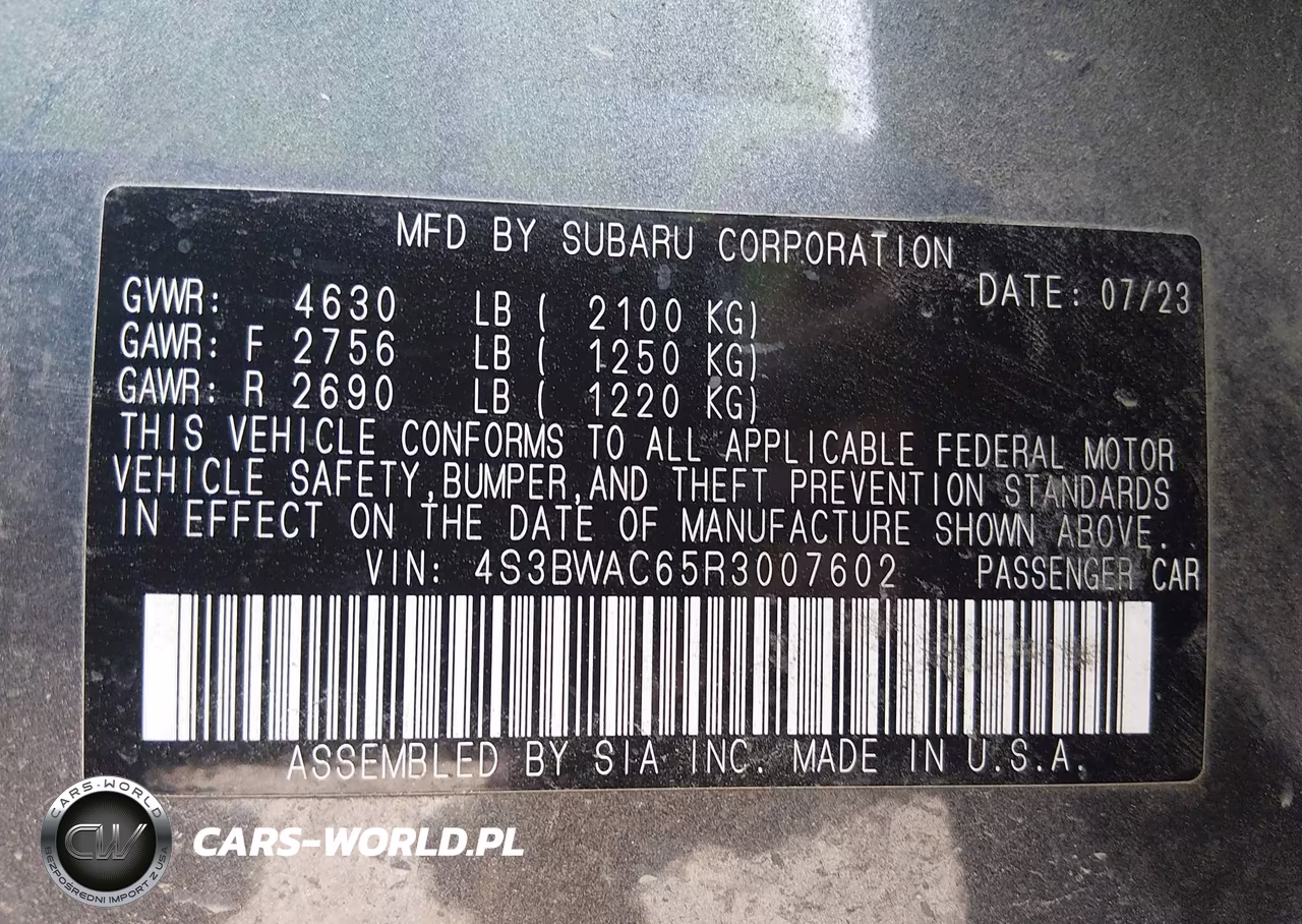 2024 Subaru Legacy Premium VIN:4S3BWAC65R3007602 - 9