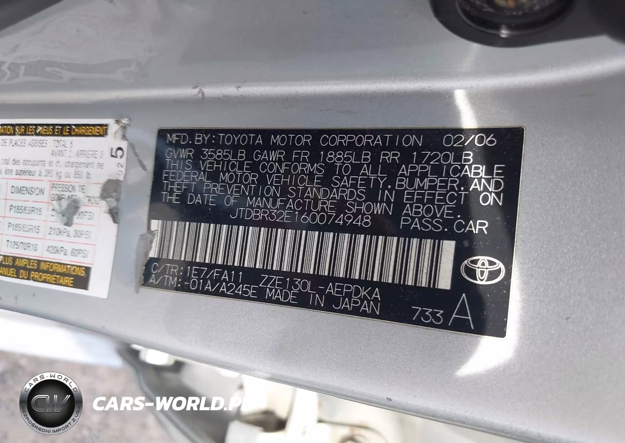 2006 Toyota Corolla Ce VIN:JTDBR32E160074948 - 9