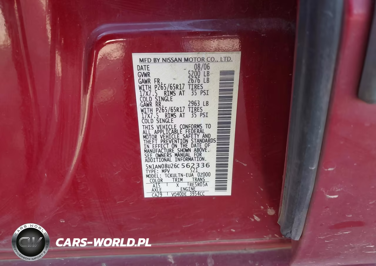 2006 Nissan Xterra Se VIN:5N1AN08U26C562336 - 9