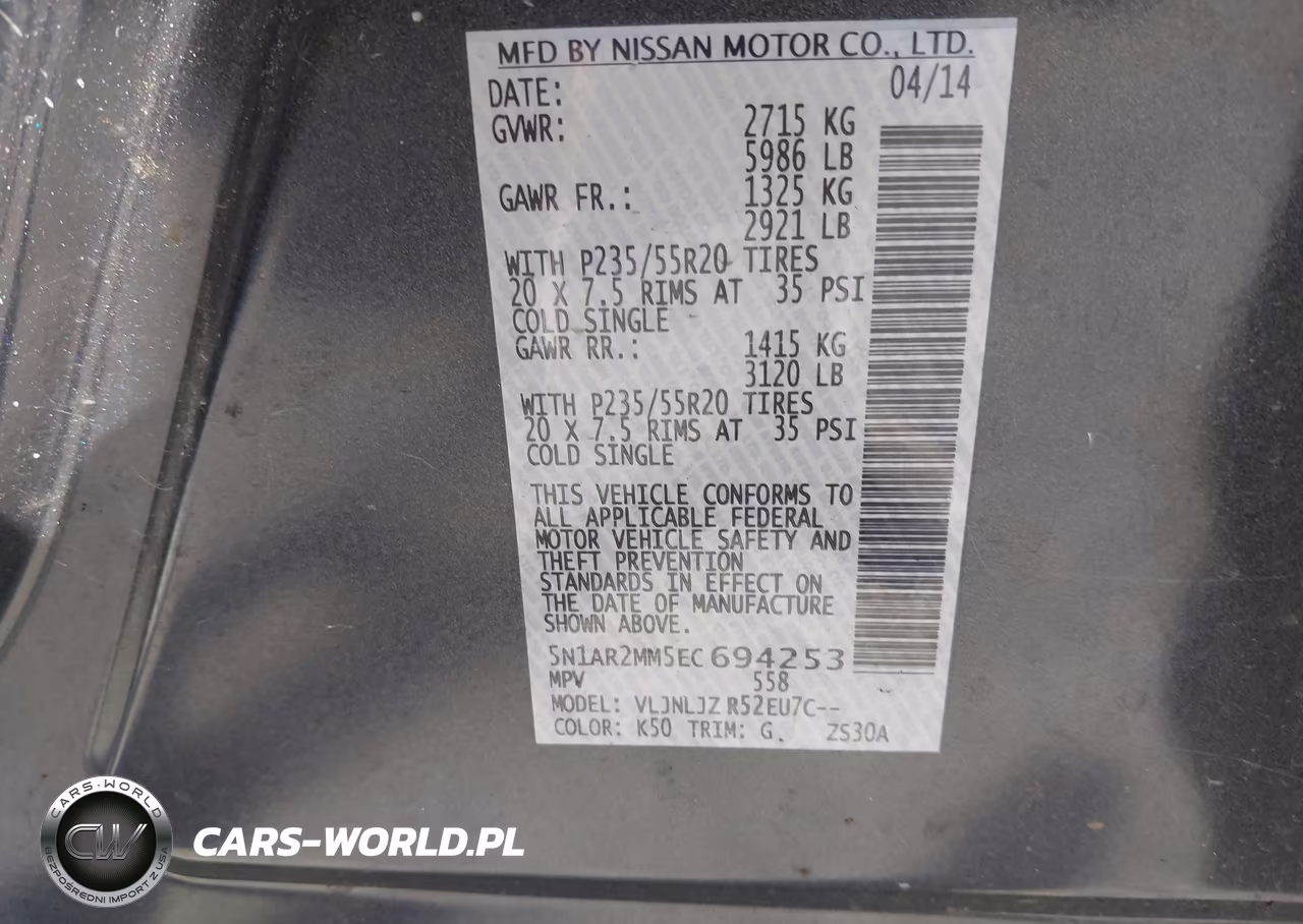 2014 Nissan Pathfinder Platinum VIN:5N1AR2MM5EC694253 - 9
