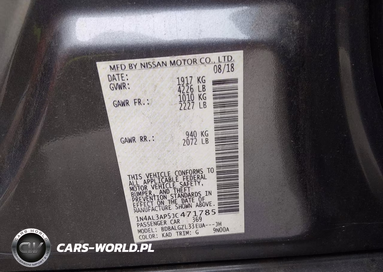 2018 Nissan Altima 2.5 S VIN:1N4AL3AP5JC471785 - 9